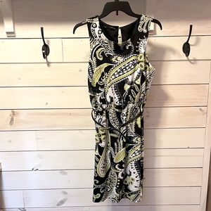 Maurice’s Dress Yellow & Black Sleeveless Paisley Belted Size M